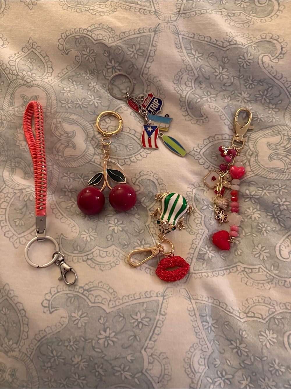 Assorted Charm Keychains - Red Cherry & Pink Heart Styles
